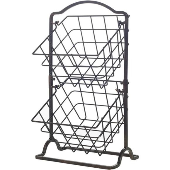 2 Tier Hanging Basket, Antique Black - Picture 1 of 7
